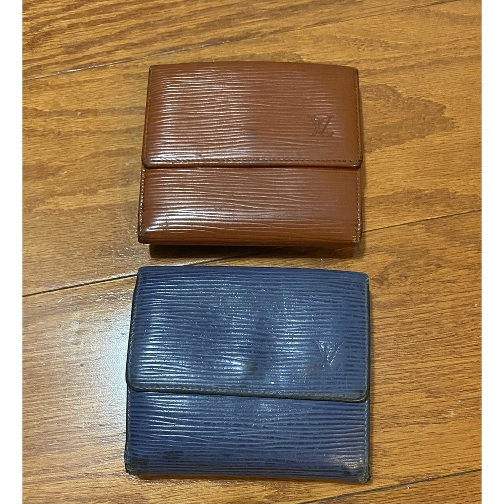 Used Lots of‎ 2 Auth Louis Vuitton Eli Leather Blue Coffee Trash Poor Condition